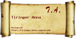 Tiringer Anna névjegykártya